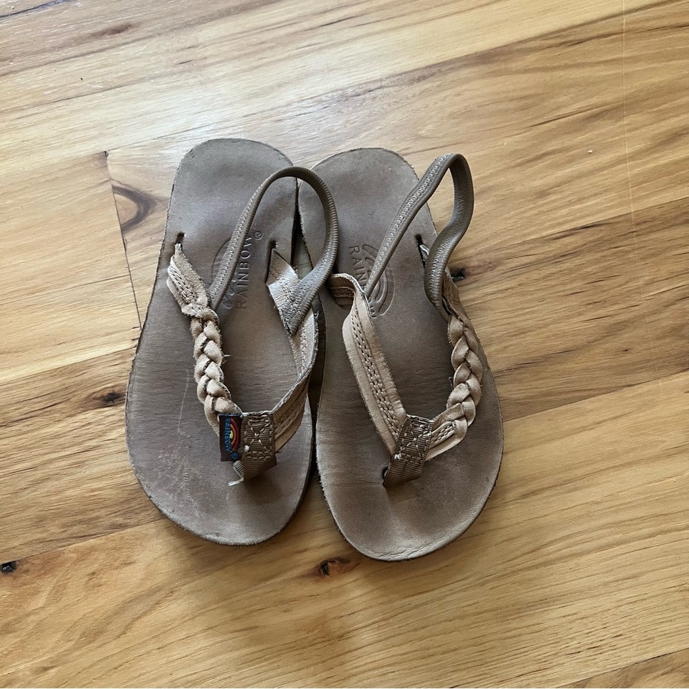 Rainbow Kid’s Braided Tan Sandals